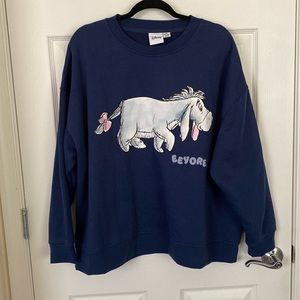 Disney Eeyore Navy Blue Crewneck Pullover Sweatshirt Size 2XL